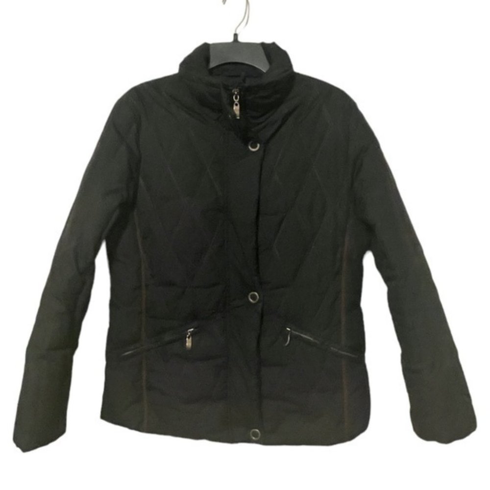 Cleo Womens Quilted Jacket Down Filled Puffer Full Zip Contrast Thread